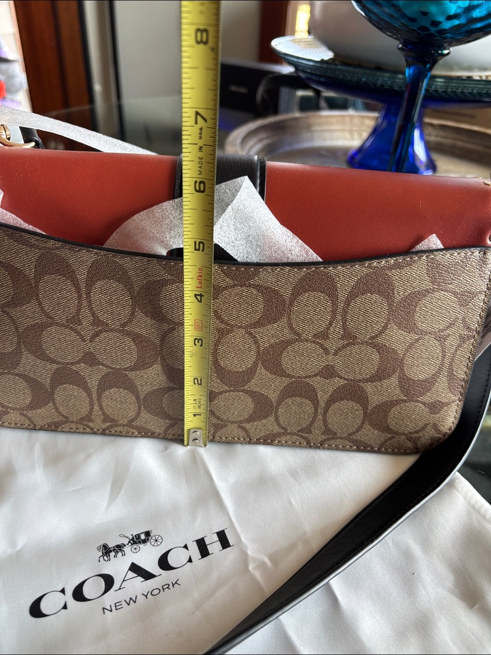 Coach Signature Shoulder Bag with Terracotta and Black Leather Accents - Picture 6 of 12